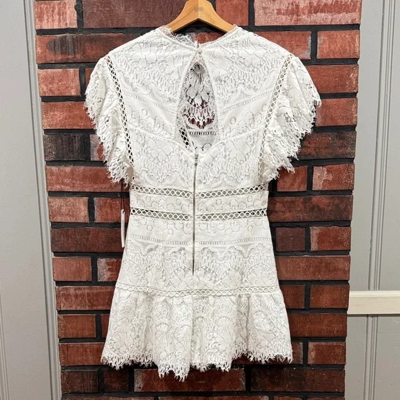 Saylor Shanice Ruffle-Sleeve Back-Cutout Lace Romper - Picture 9 of 16